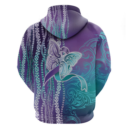 You Matter Suicide Prevention Support Zip Hoodie Maile Pikake Lokelani Crown Flower Lei Inspired