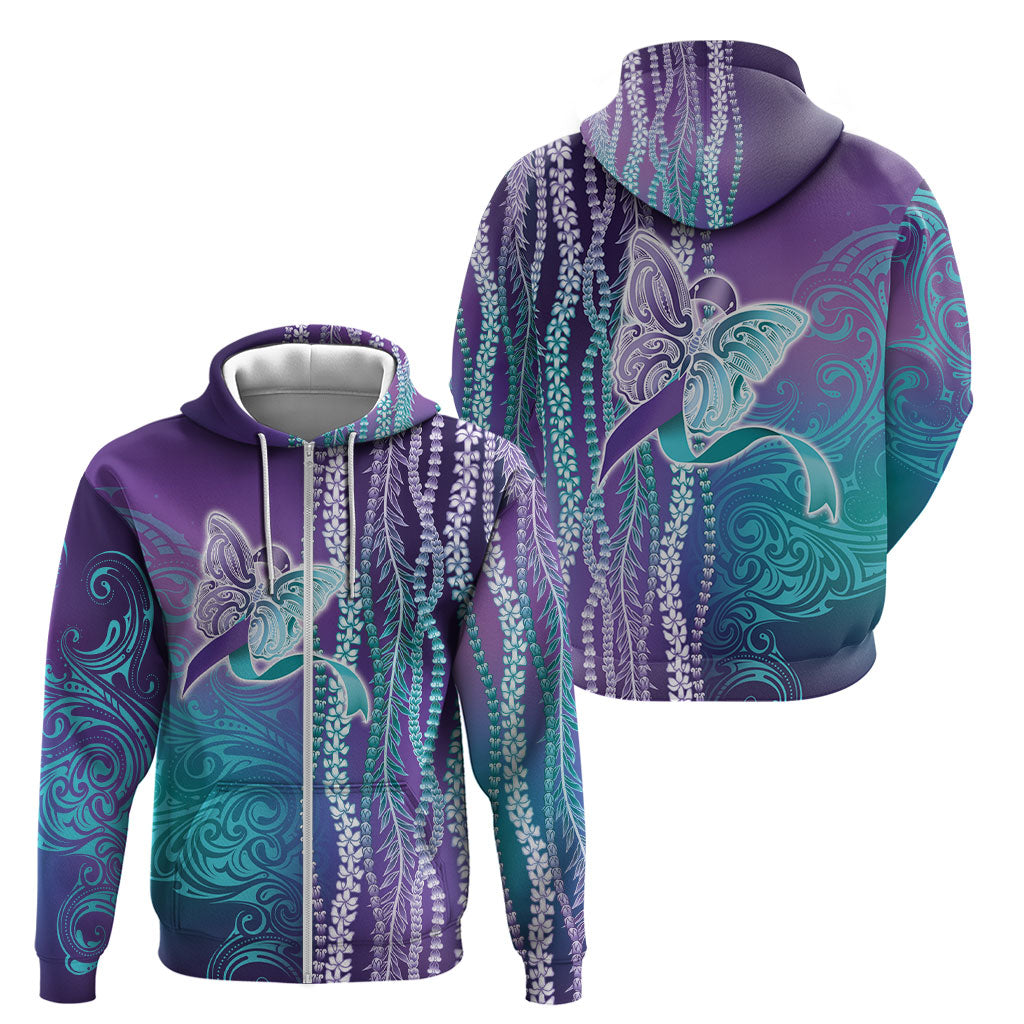 You Matter Suicide Prevention Support Zip Hoodie Maile Pikake Lokelani Crown Flower Lei Inspired