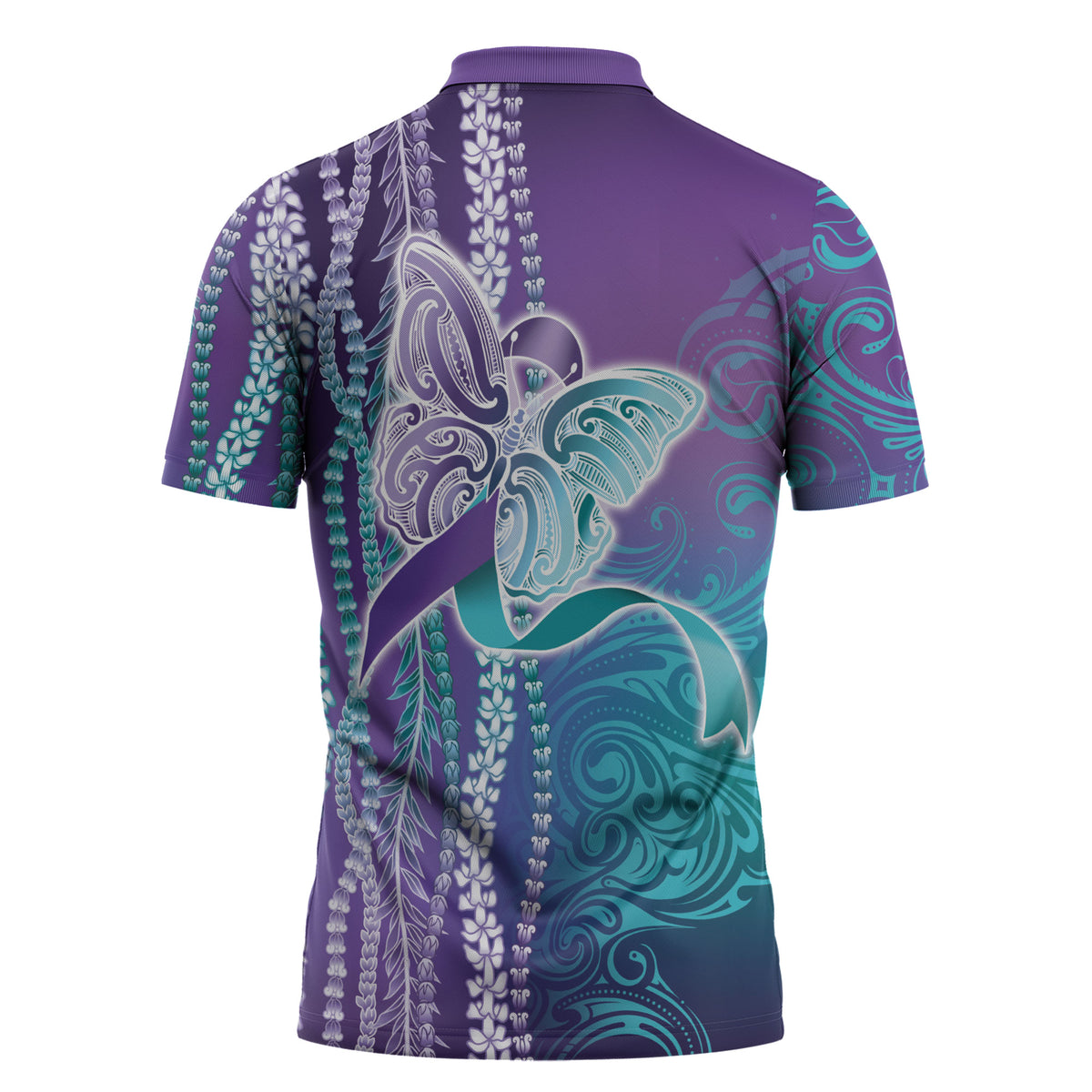 You Matter Suicide Prevention Support Zipper Polo Shirt Maile Pikake Lokelani Crown Flower Lei Inspired