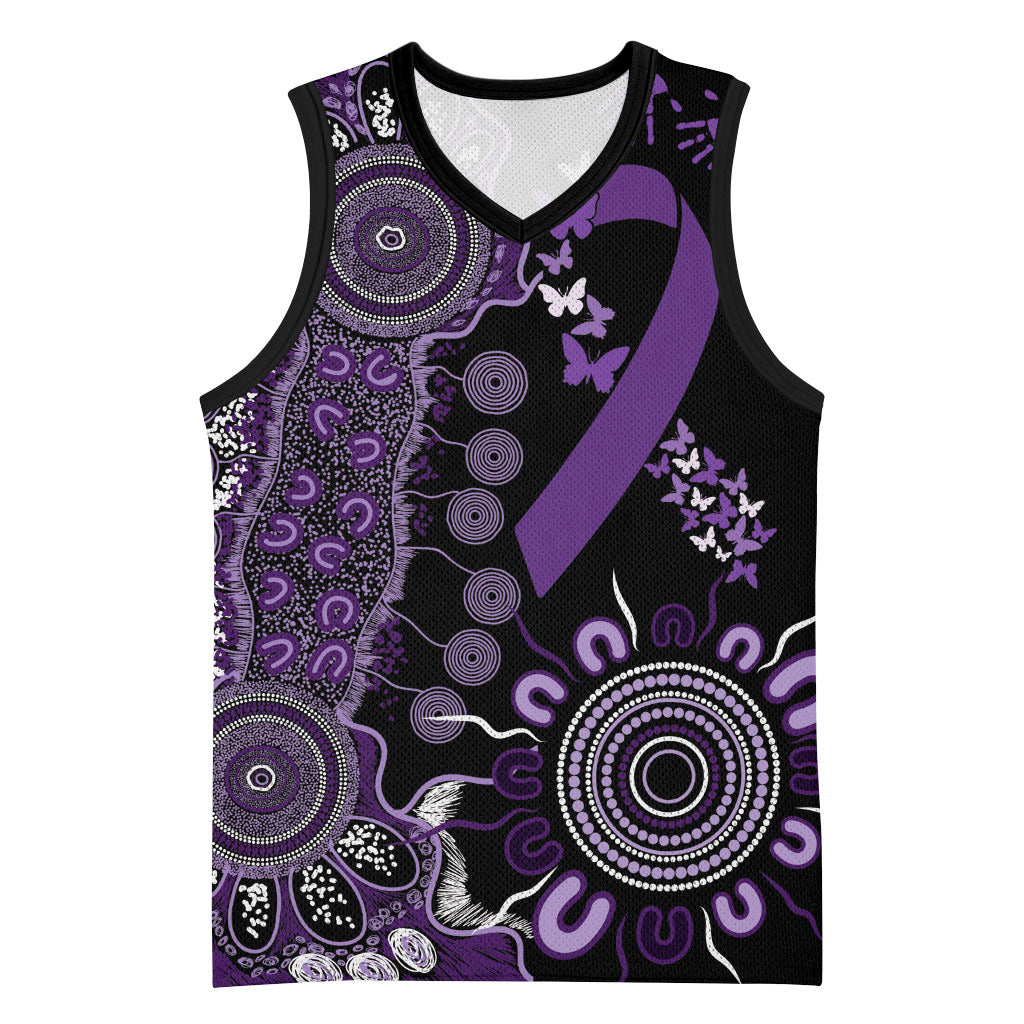 Memories Matter Alzheimers Support Personalised Basketball Jersey Aboriginal Ribbon Dot Painting
