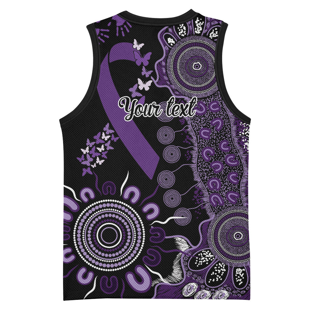 Memories Matter Alzheimers Support Personalised Basketball Jersey Aboriginal Ribbon Dot Painting
