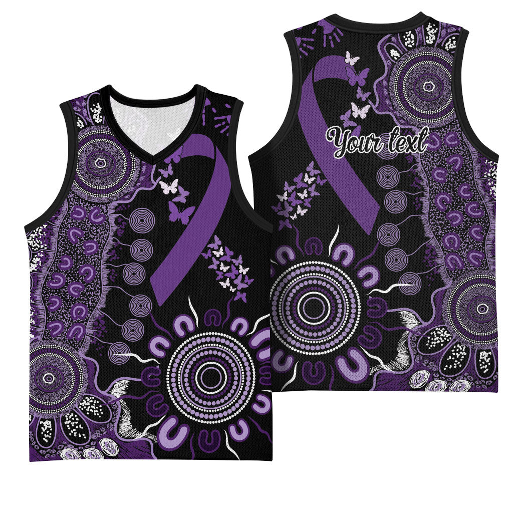 Memories Matter Alzheimers Support Personalised Basketball Jersey Aboriginal Ribbon Dot Painting