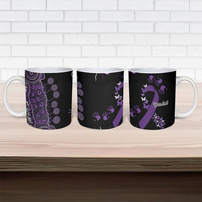 Memories Matter Alzheimers Support Personalised Ceramic Mug Aboriginal Ribbon Dot Painting