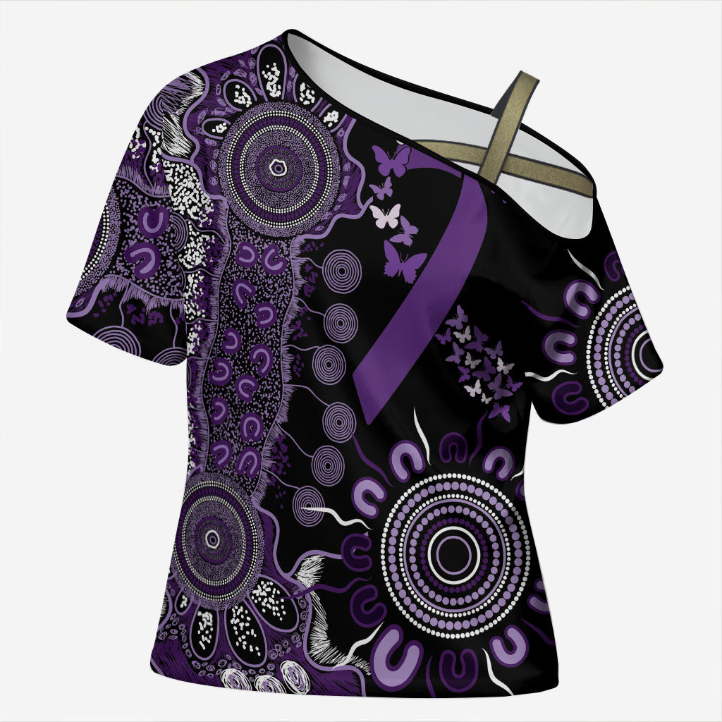 Memories Matter Alzheimers Support Personalised Cross Shoulder Shirt Aboriginal Ribbon Dot Painting