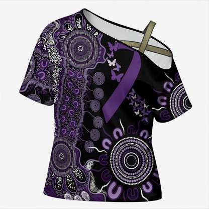 Memories Matter Alzheimers Support Personalised Cross Shoulder Shirt Aboriginal Ribbon Dot Painting