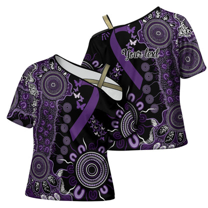 Memories Matter Alzheimers Support Personalised Cross Shoulder Shirt Aboriginal Ribbon Dot Painting