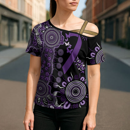 Memories Matter Alzheimers Support Personalised Cross Shoulder Shirt Aboriginal Ribbon Dot Painting