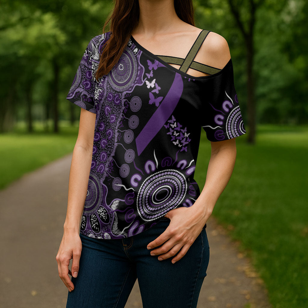 Memories Matter Alzheimers Support Personalised Cross Shoulder Shirt Aboriginal Ribbon Dot Painting