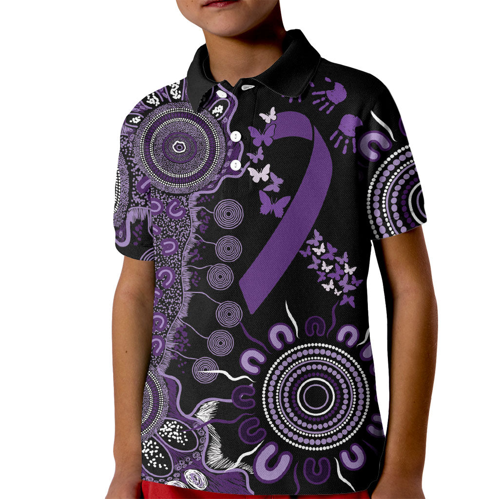Memories Matter Alzheimers Support Personalised Kid Polo Shirt Aboriginal Ribbon Dot Painting