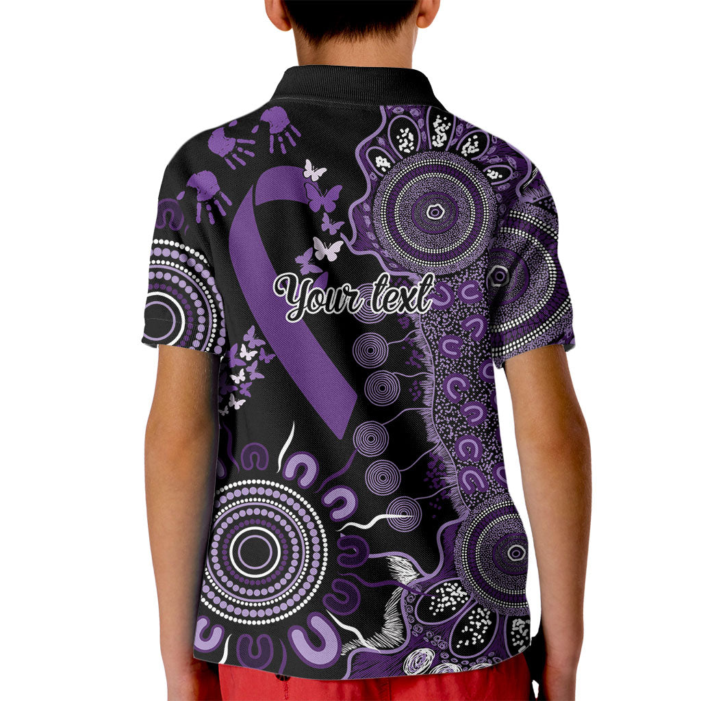 Memories Matter Alzheimers Support Personalised Kid Polo Shirt Aboriginal Ribbon Dot Painting