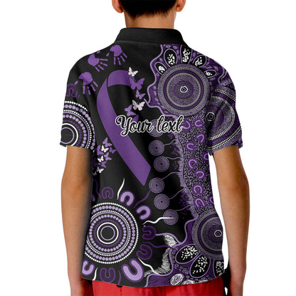 Memories Matter Alzheimers Support Personalised Kid Polo Shirt Aboriginal Ribbon Dot Painting