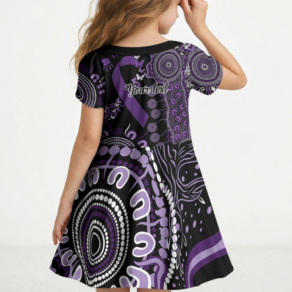 Memories Matter Alzheimers Support Personalised Kid Short Sleeve Dress Aboriginal Ribbon Dot Painting