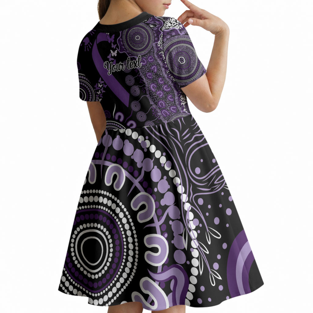Memories Matter Alzheimers Support Personalised Kid Short Sleeve Dress Aboriginal Ribbon Dot Painting