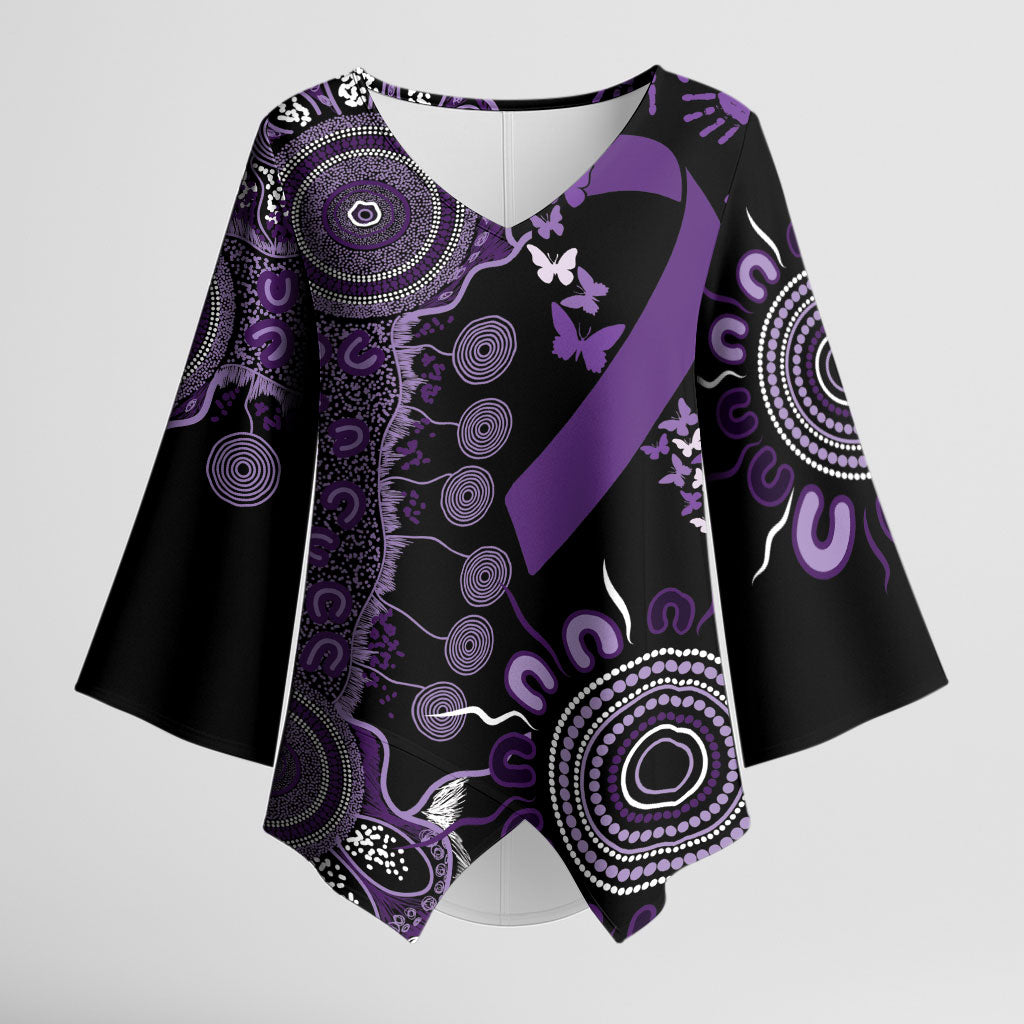 Memories Matter Alzheimers Support Personalised Kimono Sleeve Blouse Aboriginal Ribbon Dot Painting