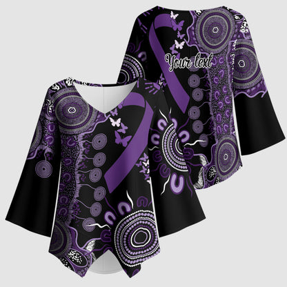 Memories Matter Alzheimers Support Personalised Kimono Sleeve Blouse Aboriginal Ribbon Dot Painting
