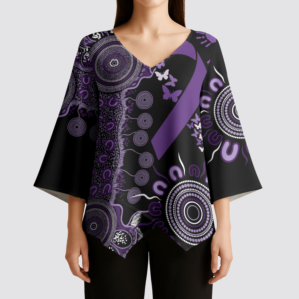Memories Matter Alzheimers Support Personalised Kimono Sleeve Blouse Aboriginal Ribbon Dot Painting