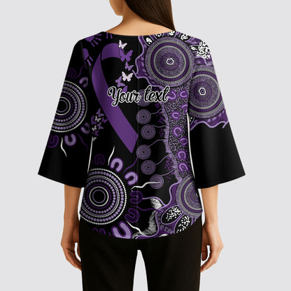 Memories Matter Alzheimers Support Personalised Kimono Sleeve Blouse Aboriginal Ribbon Dot Painting