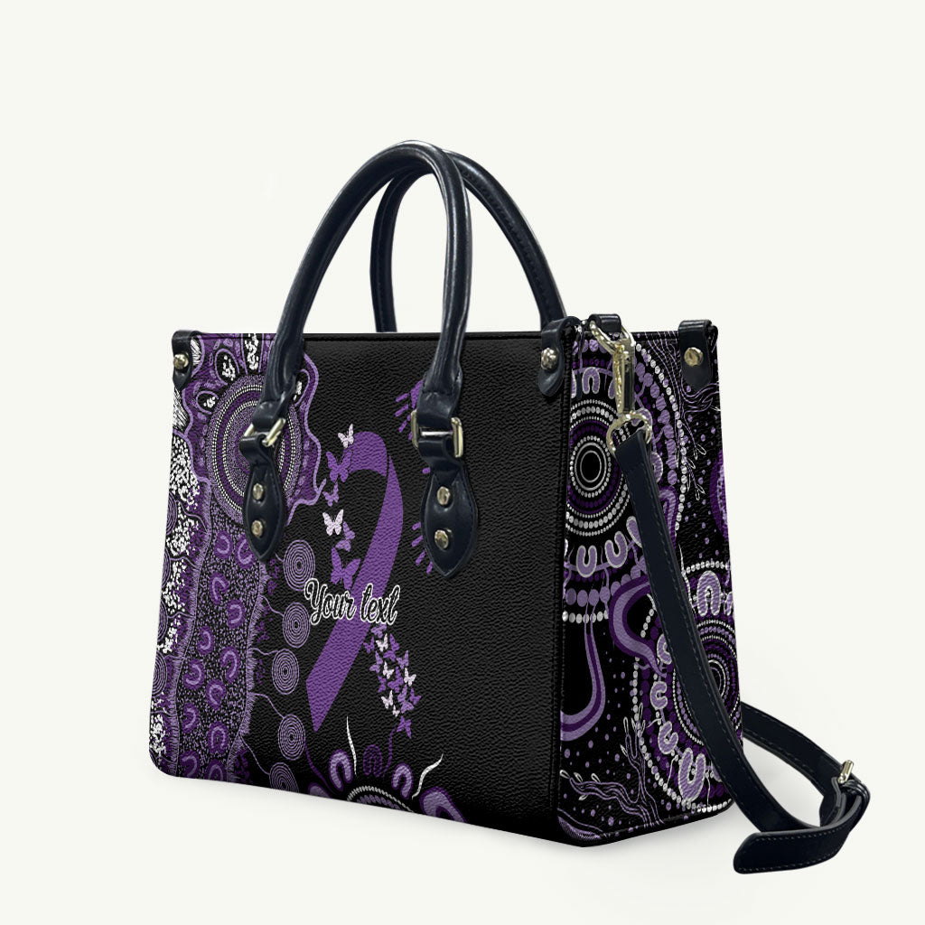 Memories Matter Alzheimers Support Personalised Leather Bag Aboriginal Ribbon Dot Painting