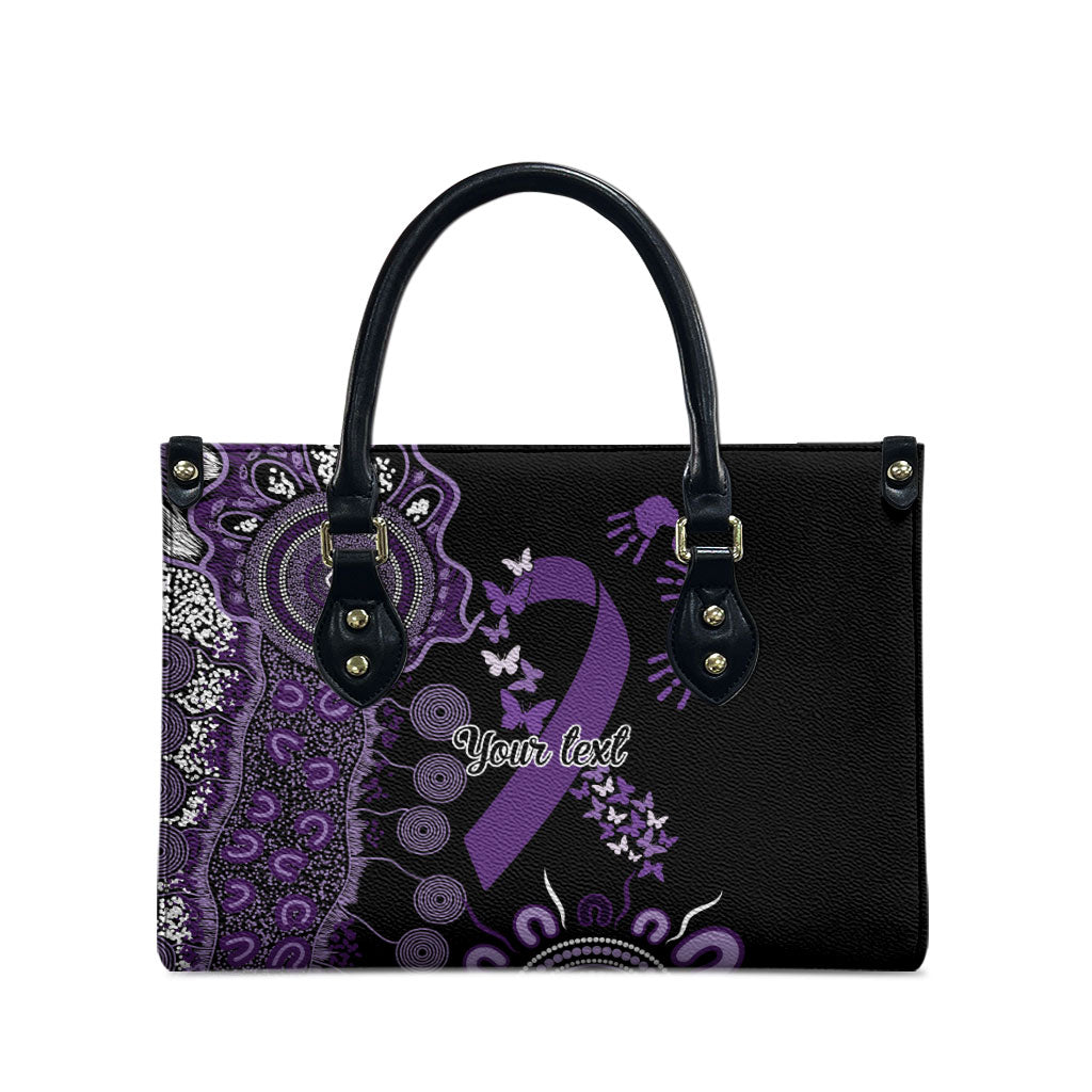 Memories Matter Alzheimers Support Personalised Leather Bag Aboriginal Ribbon Dot Painting