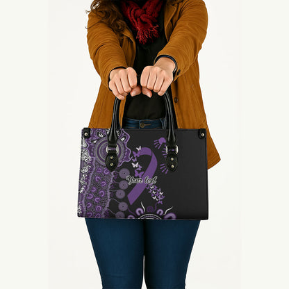 Memories Matter Alzheimers Support Personalised Leather Bag Aboriginal Ribbon Dot Painting