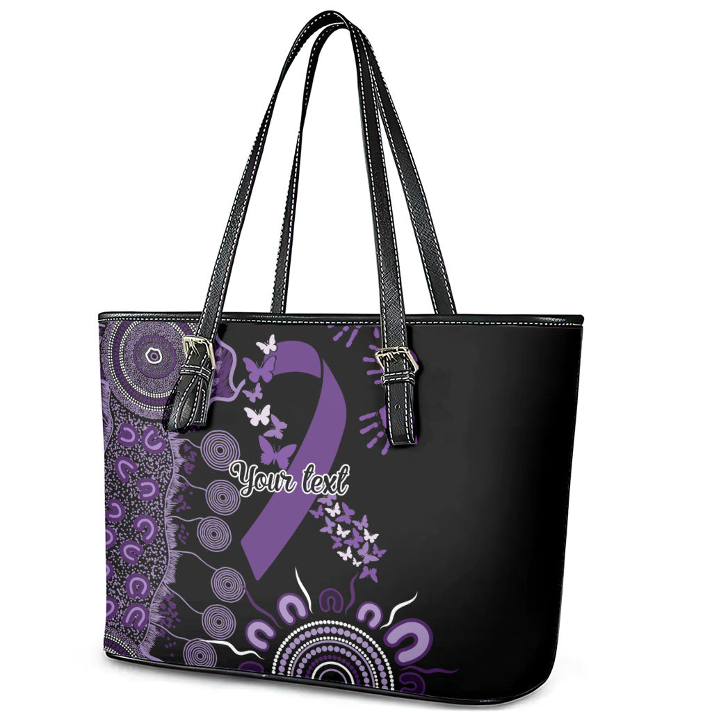 Memories Matter Alzheimers Support Personalised Leather Tote Bag Aboriginal Ribbon Dot Painting