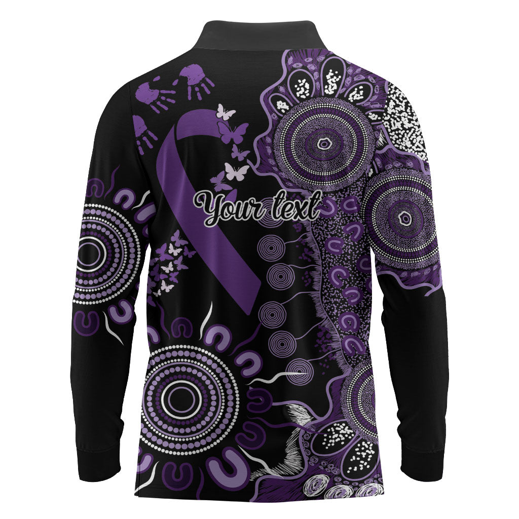 Memories Matter Alzheimers Support Personalised Long Sleeve Polo Shirt Aboriginal Ribbon Dot Painting
