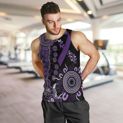 Memories Matter Alzheimers Support Personalised Men Tank Top Aboriginal Ribbon Dot Painting
