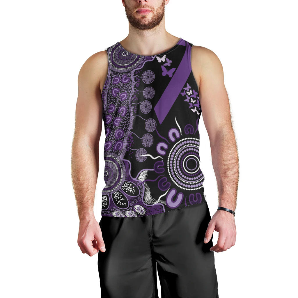 Memories Matter Alzheimers Support Personalised Men Tank Top Aboriginal Ribbon Dot Painting