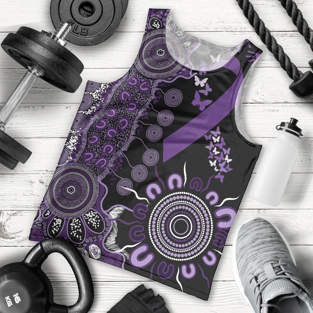Memories Matter Alzheimers Support Personalised Men Tank Top Aboriginal Ribbon Dot Painting
