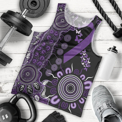 Memories Matter Alzheimers Support Personalised Men Tank Top Aboriginal Ribbon Dot Painting