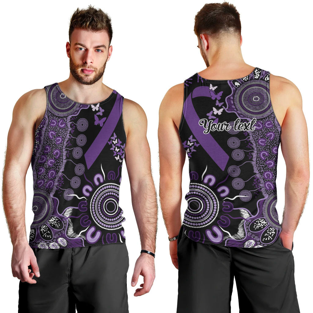 Memories Matter Alzheimers Support Personalised Men Tank Top Aboriginal Ribbon Dot Painting