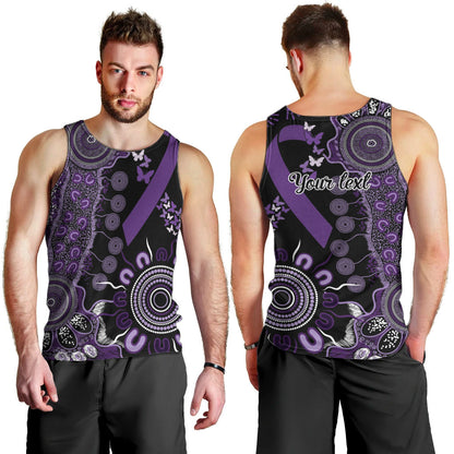 Memories Matter Alzheimers Support Personalised Men Tank Top Aboriginal Ribbon Dot Painting