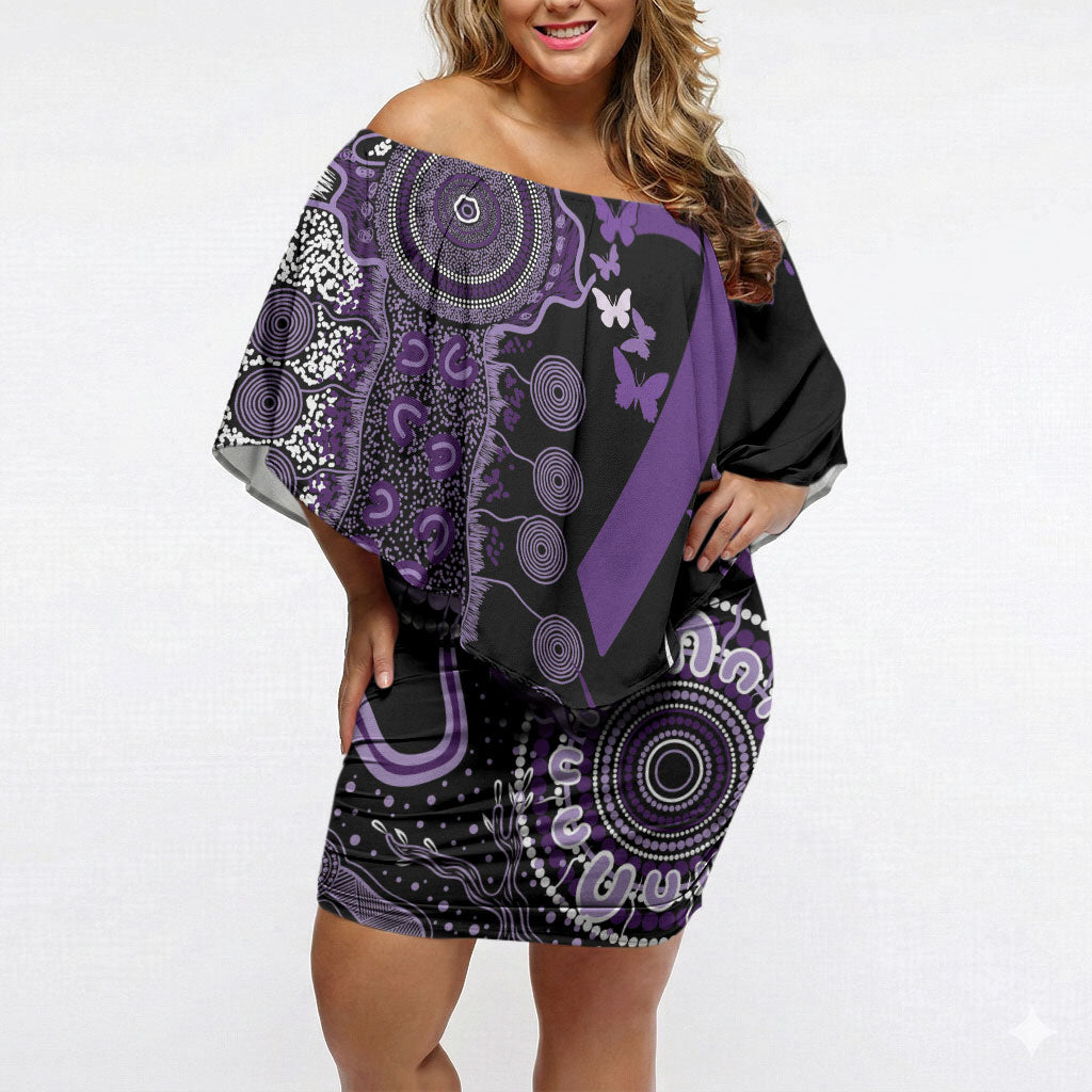 Memories Matter Alzheimers Support Personalised Off Shoulder Short Dress Aboriginal Ribbon Dot Painting