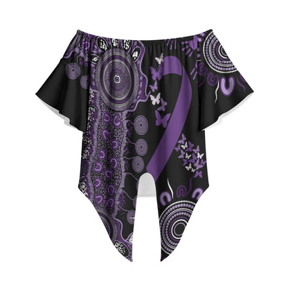 Memories Matter Alzheimers Support Personalised Off Shoulder Wrap Waist Top Aboriginal Ribbon Dot Painting