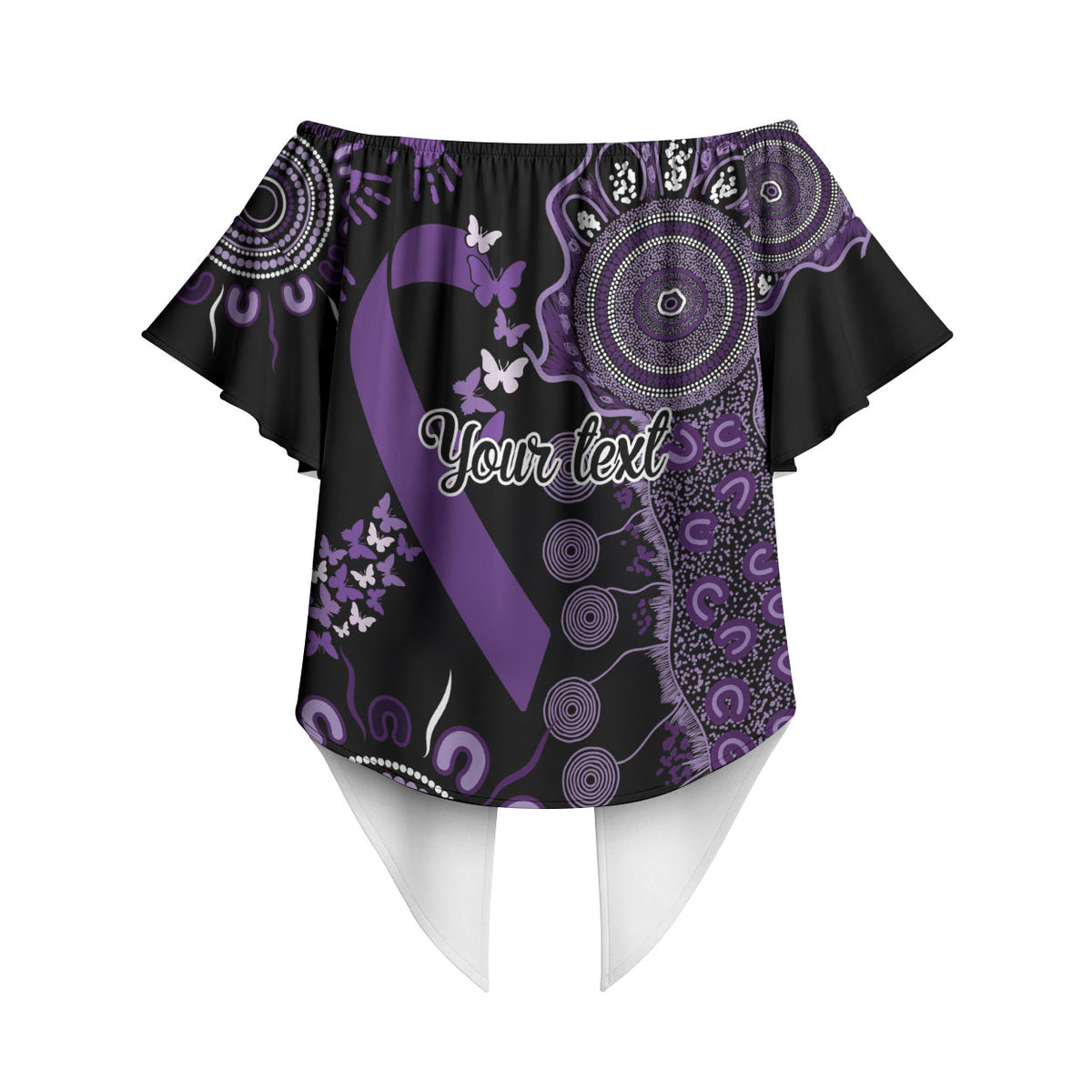Memories Matter Alzheimers Support Personalised Off Shoulder Wrap Waist Top Aboriginal Ribbon Dot Painting