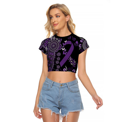 Memories Matter Alzheimers Support Personalised Raglan Cropped T Shirt Aboriginal Ribbon Dot Painting