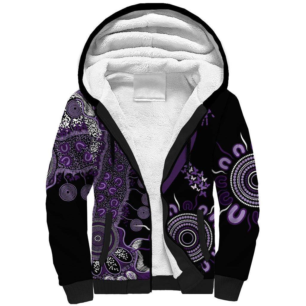 Memories Matter Alzheimers Support Personalised Sherpa Hoodie Aboriginal Ribbon Dot Painting