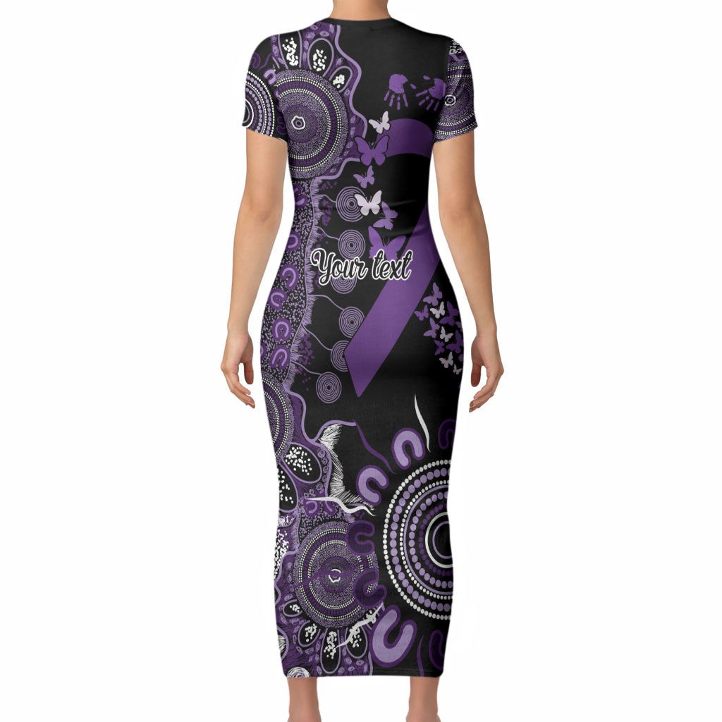 Memories Matter Alzheimers Support Personalised Short Sleeve Bodycon Dress Aboriginal Ribbon Dot Painting