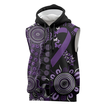 Memories Matter Alzheimers Support Personalised Sleeveless Zip Hoodie Aboriginal Ribbon Dot Painting