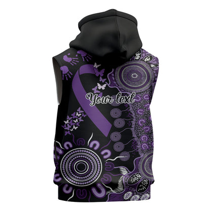 Memories Matter Alzheimers Support Personalised Sleeveless Zip Hoodie Aboriginal Ribbon Dot Painting