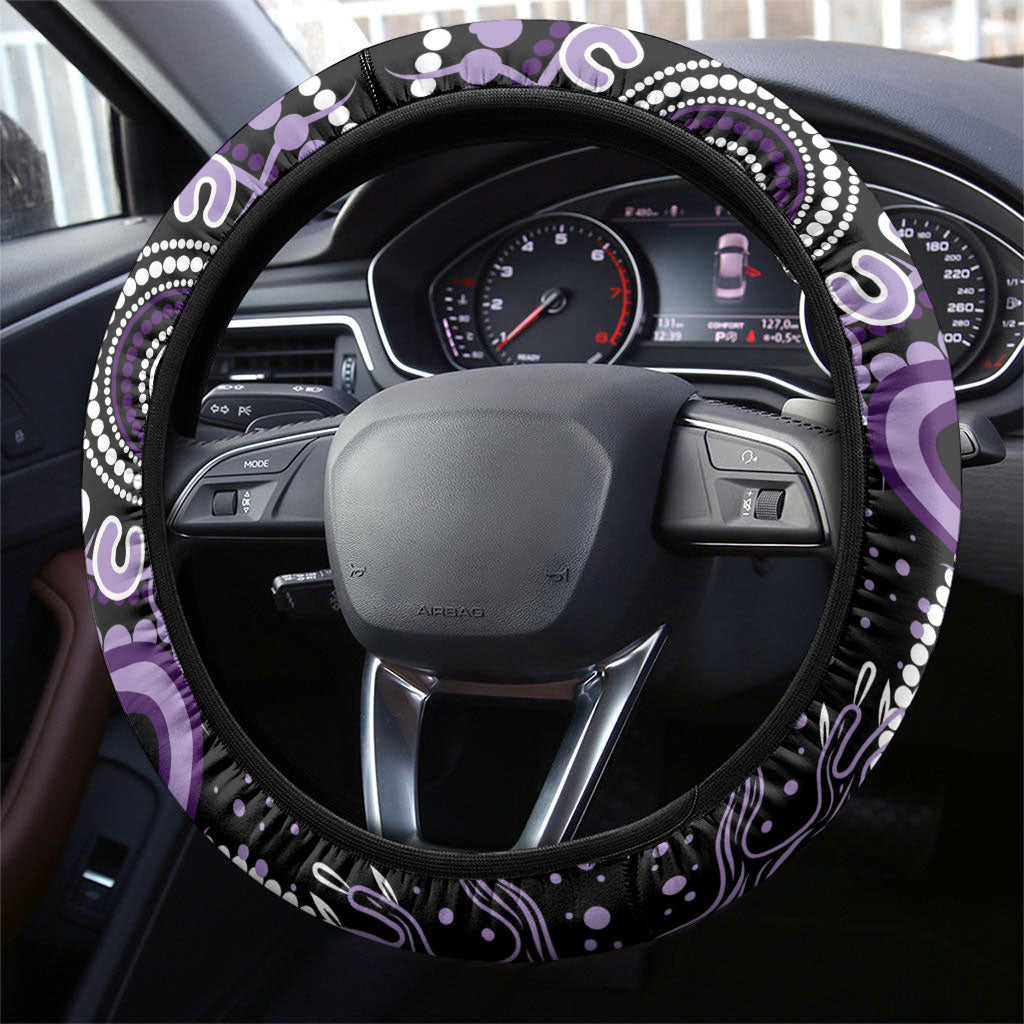 Memories Matter Alzheimers Support Steering Wheel Cover Aboriginal Ribbon Dot Painting