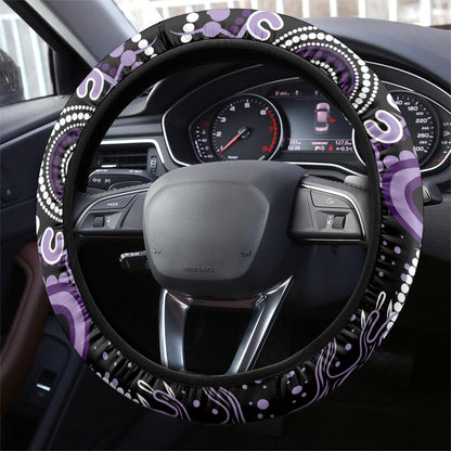Memories Matter Alzheimers Support Steering Wheel Cover Aboriginal Ribbon Dot Painting
