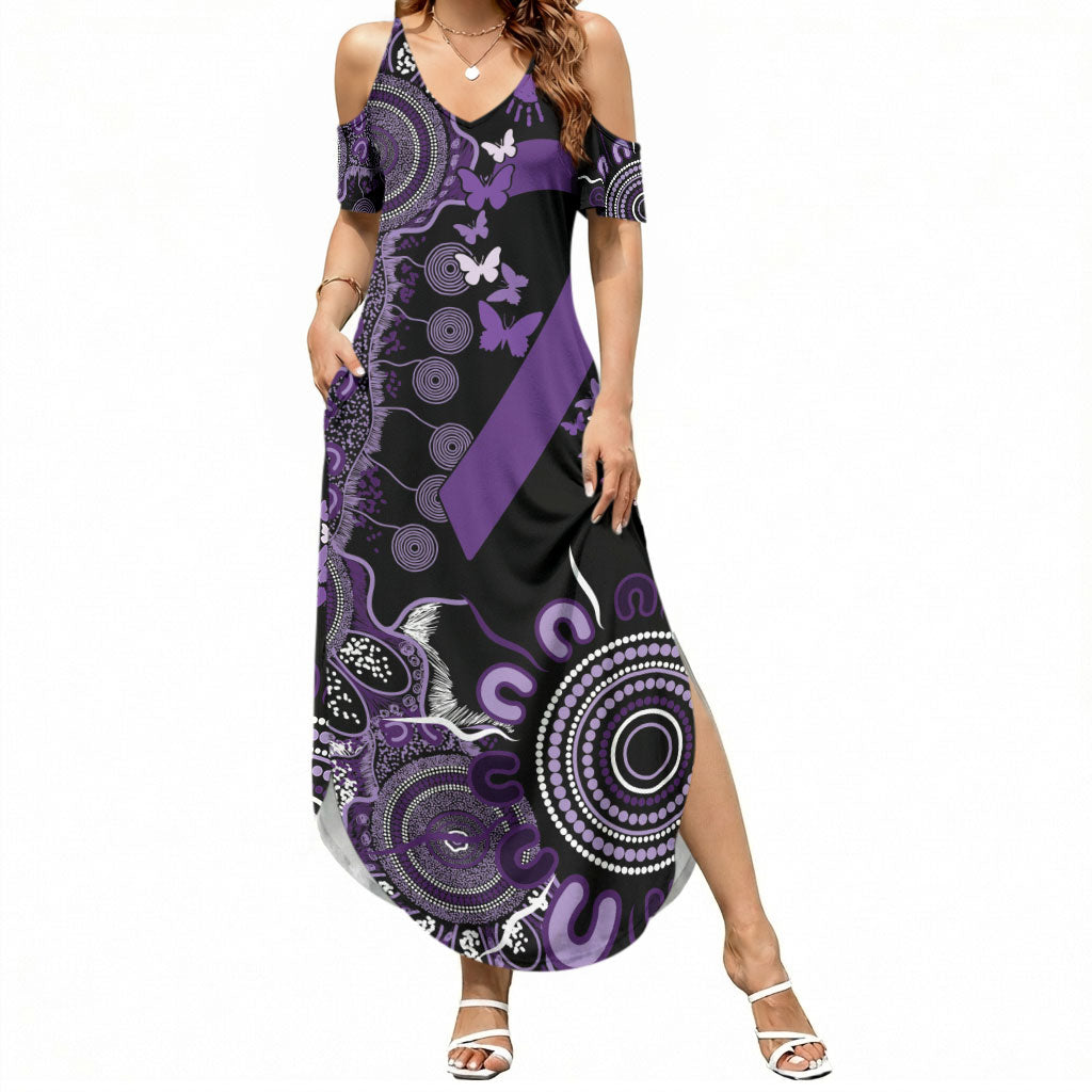 Memories Matter Alzheimers Support Personalised Summer Maxi Dress Aboriginal Ribbon Dot Painting