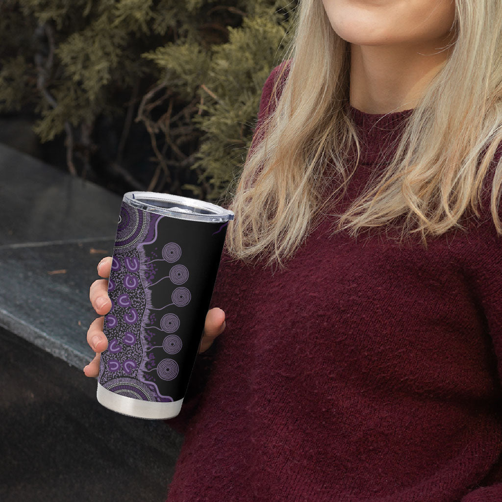 Memories Matter Alzheimers Support Personalised Tumbler Cup Aboriginal Ribbon Dot Painting
