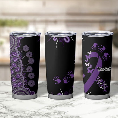 Memories Matter Alzheimers Support Personalised Tumbler Cup Aboriginal Ribbon Dot Painting