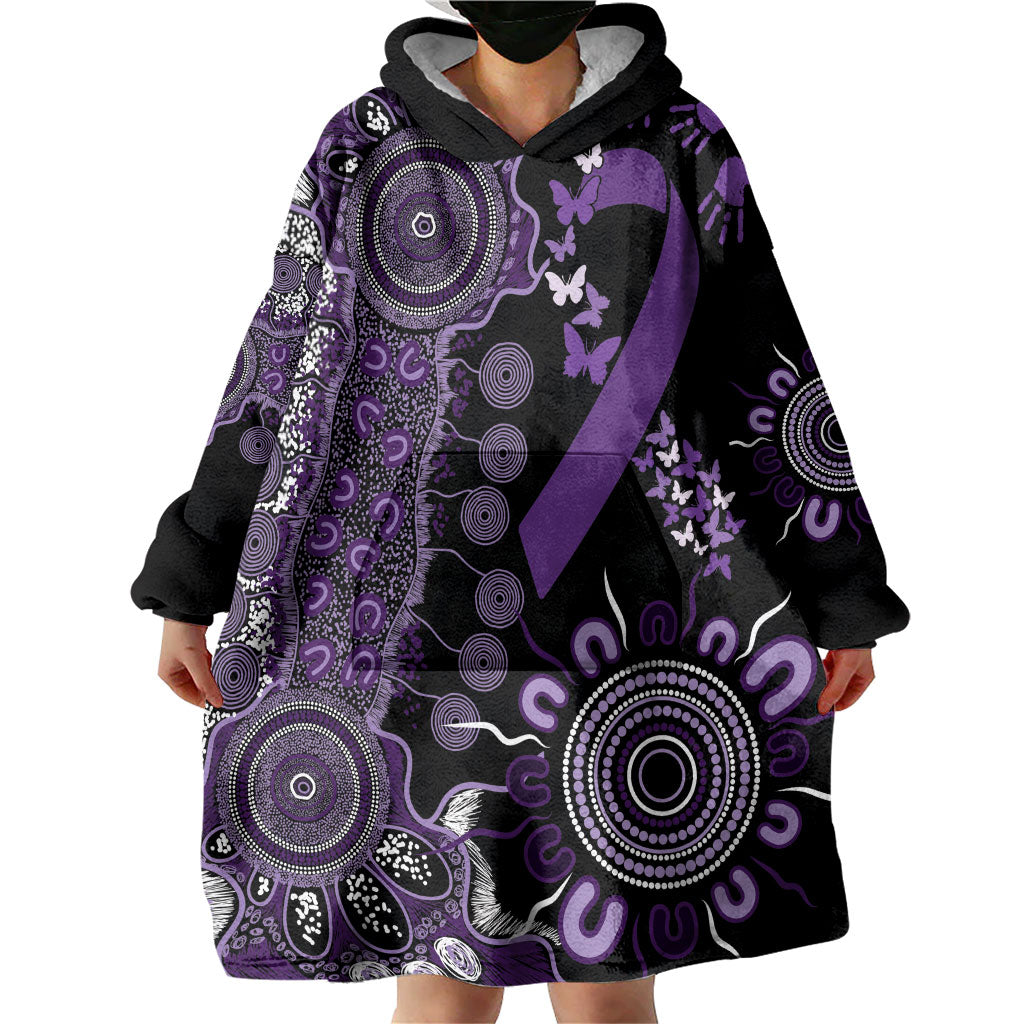 Memories Matter Alzheimers Support Personalised Wearable Blanket Hoodie Aboriginal Ribbon Dot Painting