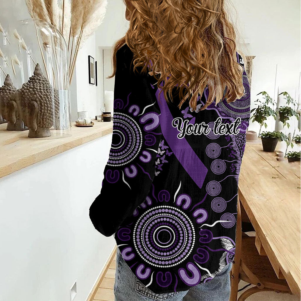 Memories Matter Alzheimers Support Personalised Women Casual Shirt Aboriginal Ribbon Dot Painting