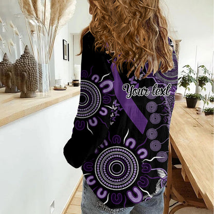 Memories Matter Alzheimers Support Personalised Women Casual Shirt Aboriginal Ribbon Dot Painting