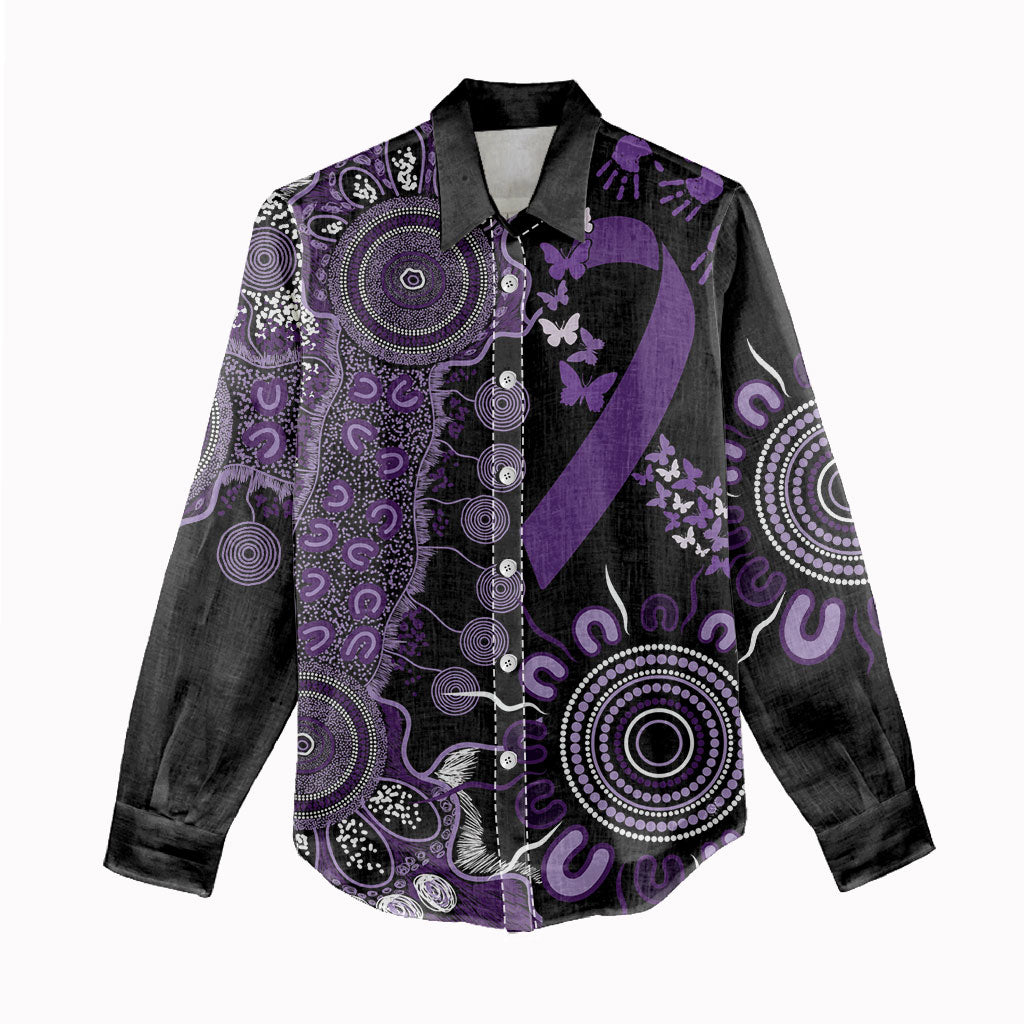 Memories Matter Alzheimers Support Personalised Women Casual Shirt Aboriginal Ribbon Dot Painting
