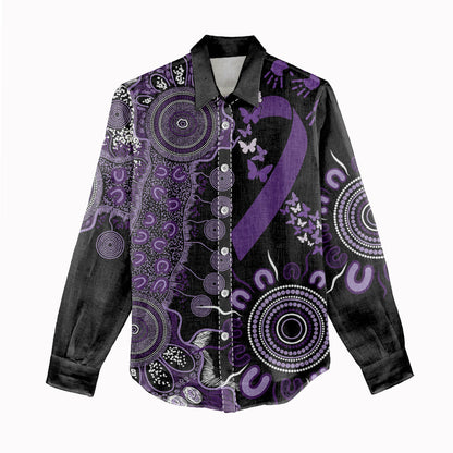 Memories Matter Alzheimers Support Personalised Women Casual Shirt Aboriginal Ribbon Dot Painting